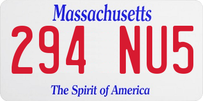 MA license plate 294NU5