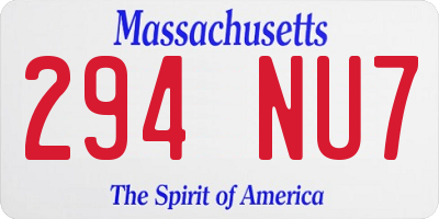 MA license plate 294NU7