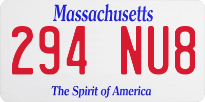 MA license plate 294NU8