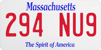 MA license plate 294NU9
