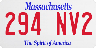 MA license plate 294NV2