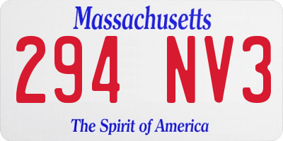 MA license plate 294NV3
