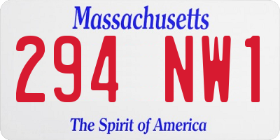 MA license plate 294NW1