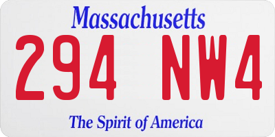 MA license plate 294NW4