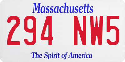MA license plate 294NW5