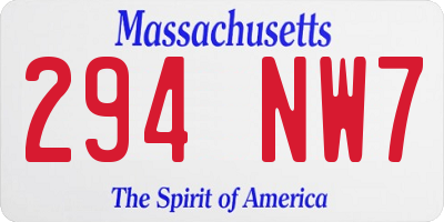 MA license plate 294NW7