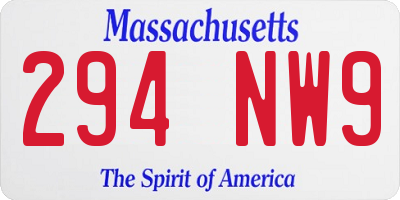 MA license plate 294NW9