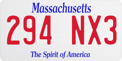 MA license plate 294NX3