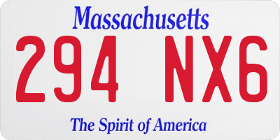 MA license plate 294NX6