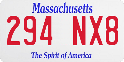 MA license plate 294NX8
