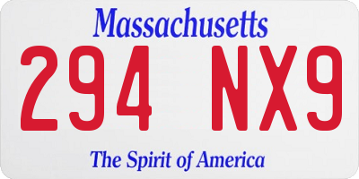 MA license plate 294NX9