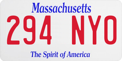 MA license plate 294NY0