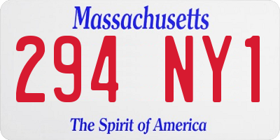 MA license plate 294NY1