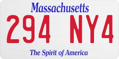 MA license plate 294NY4