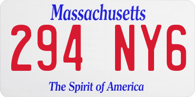 MA license plate 294NY6