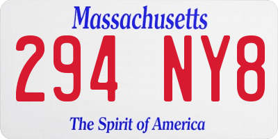 MA license plate 294NY8