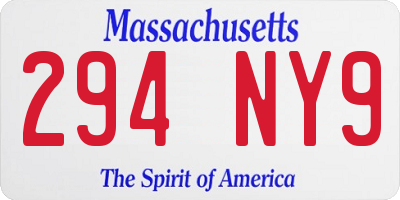 MA license plate 294NY9