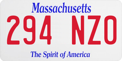 MA license plate 294NZ0