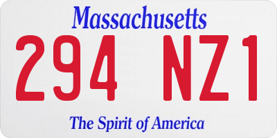 MA license plate 294NZ1