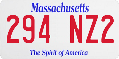 MA license plate 294NZ2