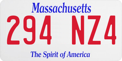 MA license plate 294NZ4