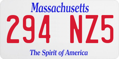MA license plate 294NZ5