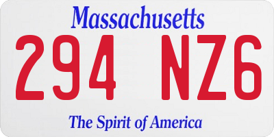 MA license plate 294NZ6