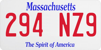 MA license plate 294NZ9