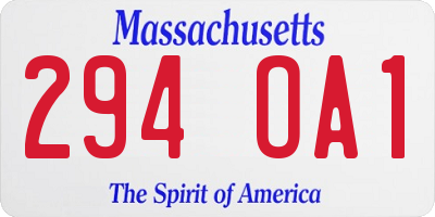 MA license plate 294OA1