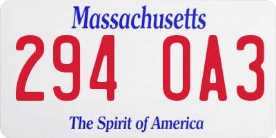 MA license plate 294OA3