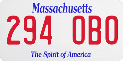 MA license plate 294OB0