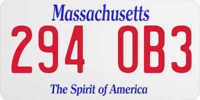 MA license plate 294OB3