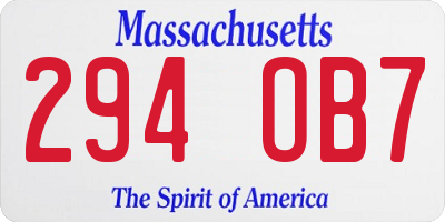 MA license plate 294OB7