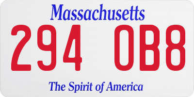 MA license plate 294OB8