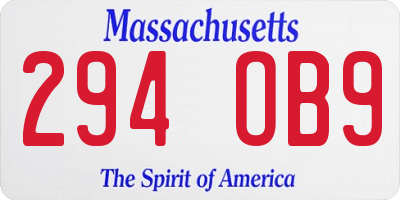 MA license plate 294OB9