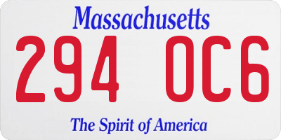 MA license plate 294OC6
