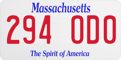 MA license plate 294OD0