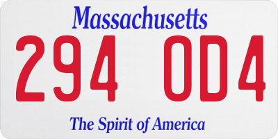 MA license plate 294OD4