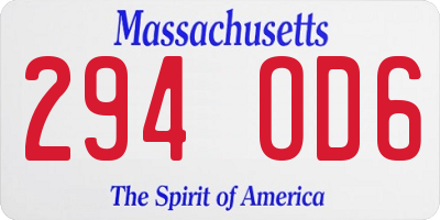 MA license plate 294OD6