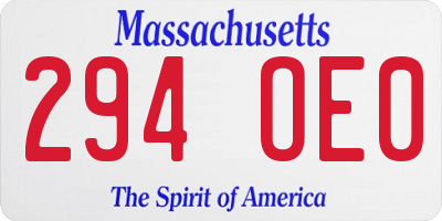 MA license plate 294OE0