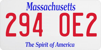 MA license plate 294OE2