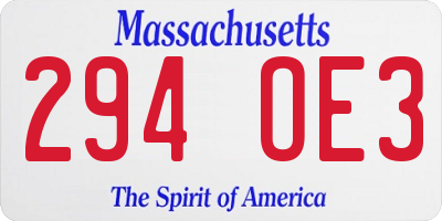 MA license plate 294OE3