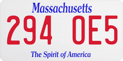 MA license plate 294OE5