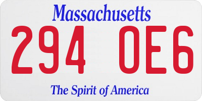 MA license plate 294OE6