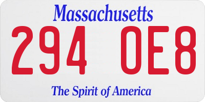 MA license plate 294OE8
