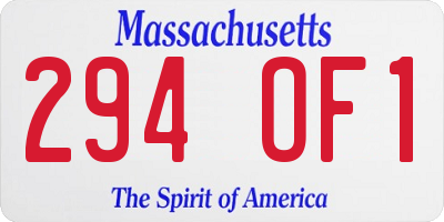 MA license plate 294OF1