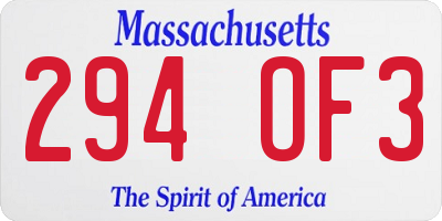 MA license plate 294OF3