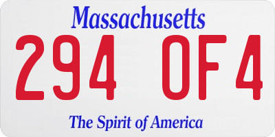 MA license plate 294OF4