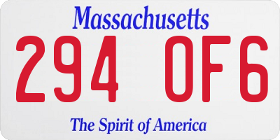 MA license plate 294OF6