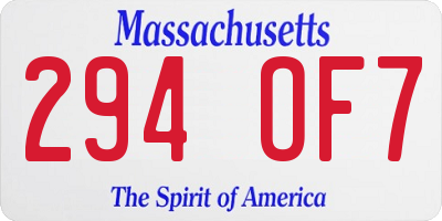 MA license plate 294OF7